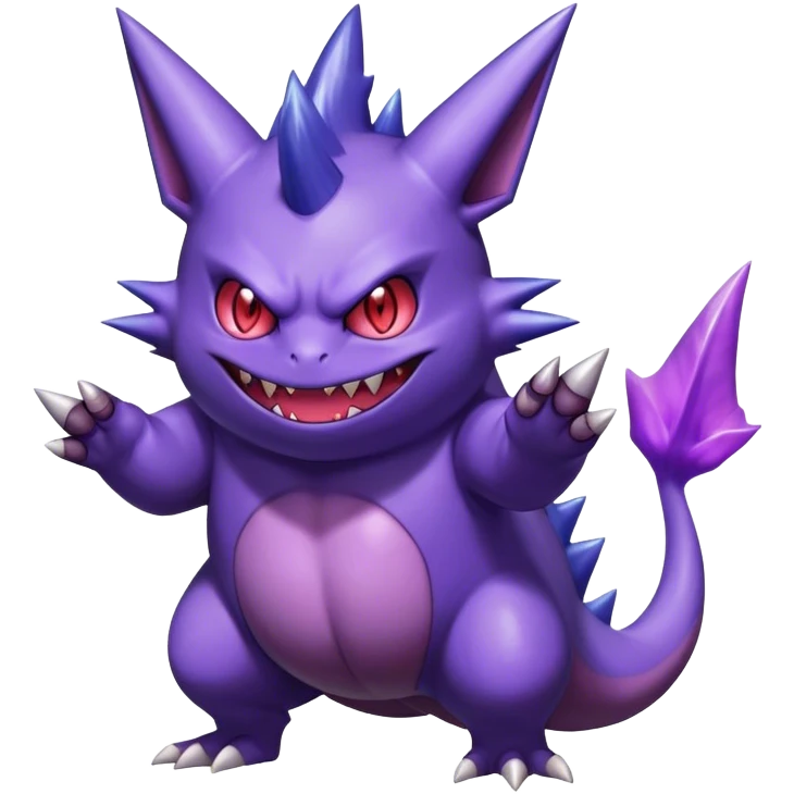 Shiny Dark Gengar-Haunter-Nidorino-fusion-hybrid full body emoji
