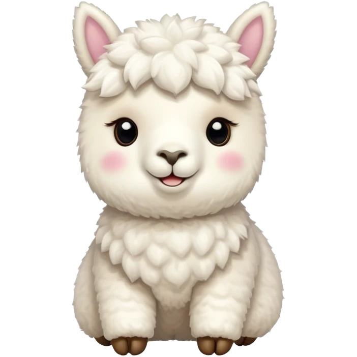 Cute smiling white alpacka stuffed toy emoji