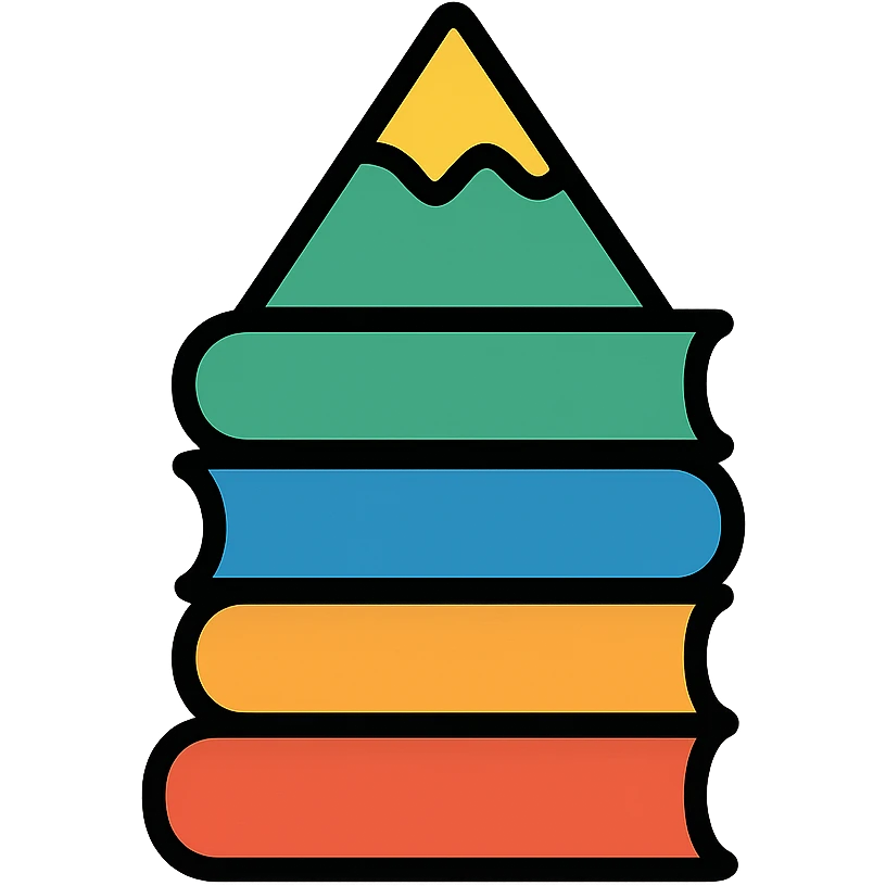 A mountain made of stacked books reaching upward emoji