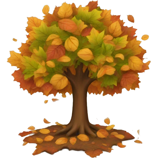 Autumn tree with leaves falling  emoji