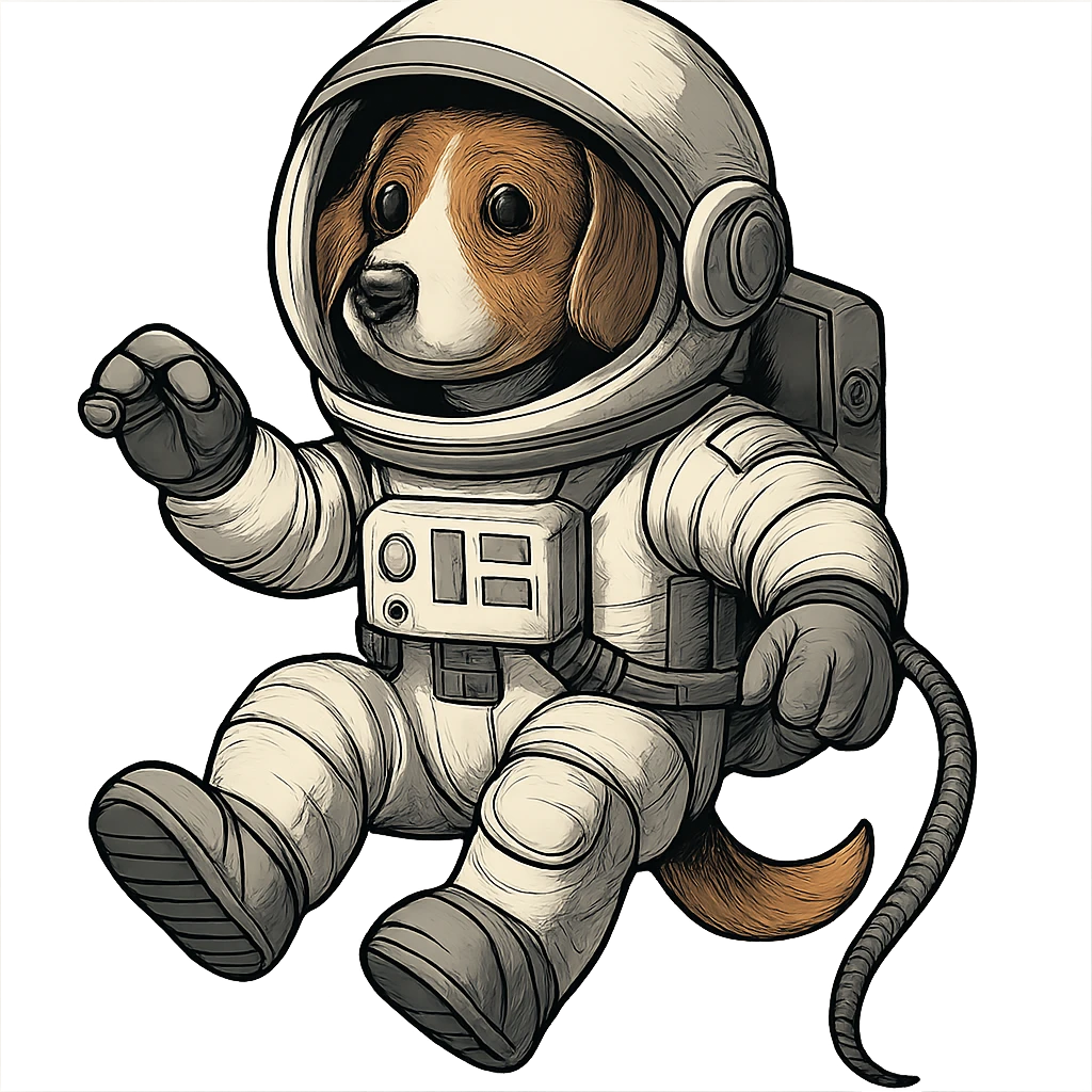 astronaut dog floating in space emoji