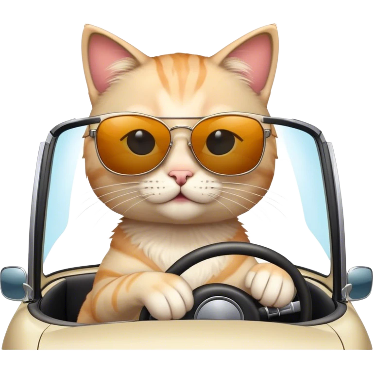 Cat with sunglasses driving a car emoji