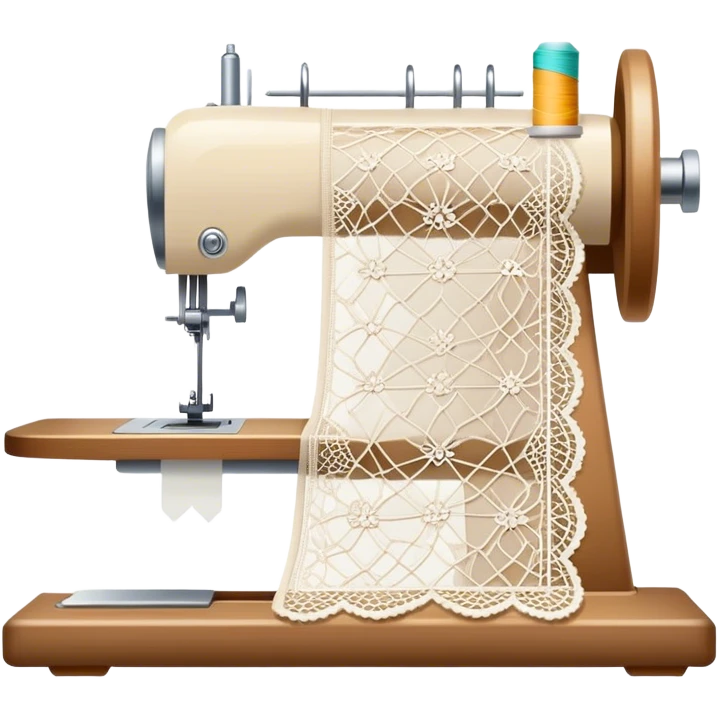 Lace making icon, lace patterns in progress, shuttle, thread, bobbins, intricate details, minimalistic style, clean lines, transparent background. emoji