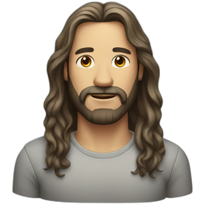 Man with long hairs and beard emoji
