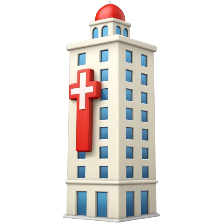 ivory tower with hospital first aid cross on it emoji