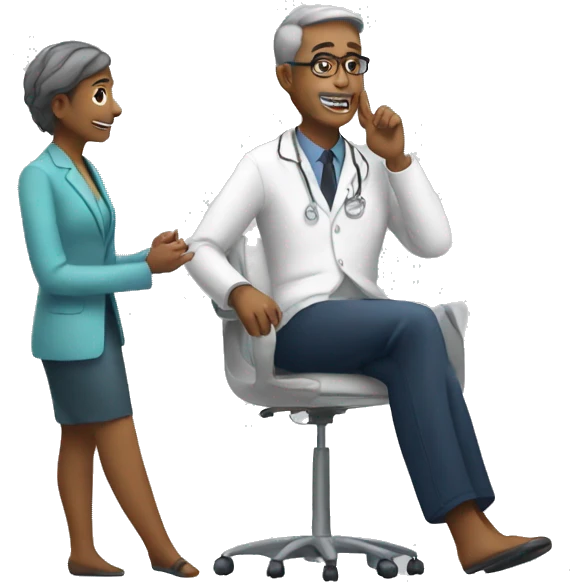psychologist speaking to a patient emoji