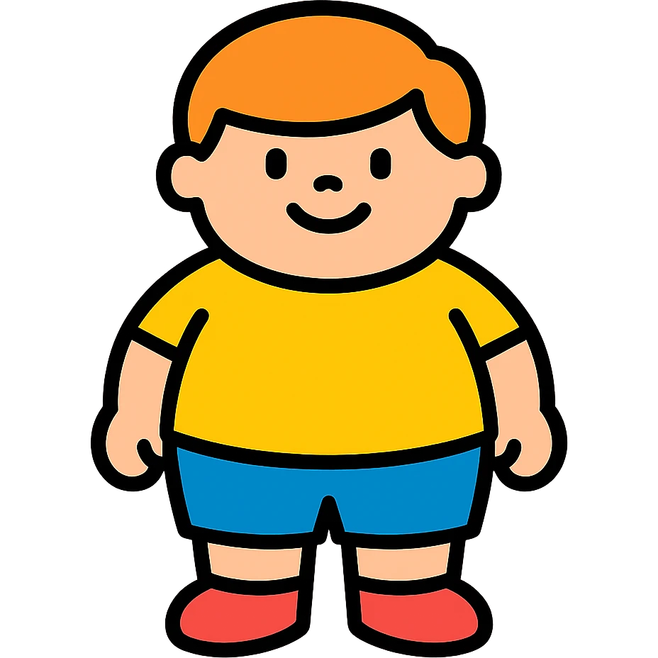 color outline icon of a big boy character emoji