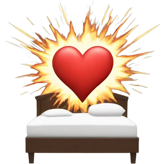 bed heart with explosion emoji