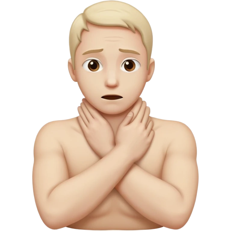 a twitching face and hands crossed over the neck as if being choked! emoji