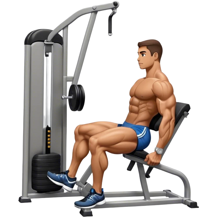 side-view bodybuilder seated weighted calf-raise machine lower leg exercise emoji