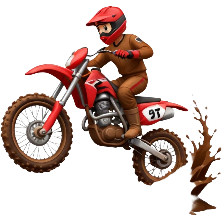 Red dirt bike mud sliding emoji