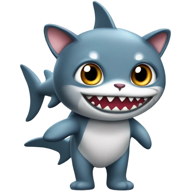 Adorable big eyed cat wearing a shark costume emoji