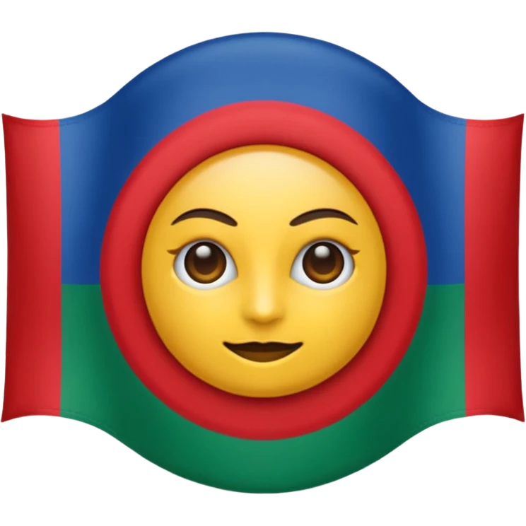 emoji de bandera gitana azul verde y círculo SOLO DE COLO ROJO en el centro  emoji