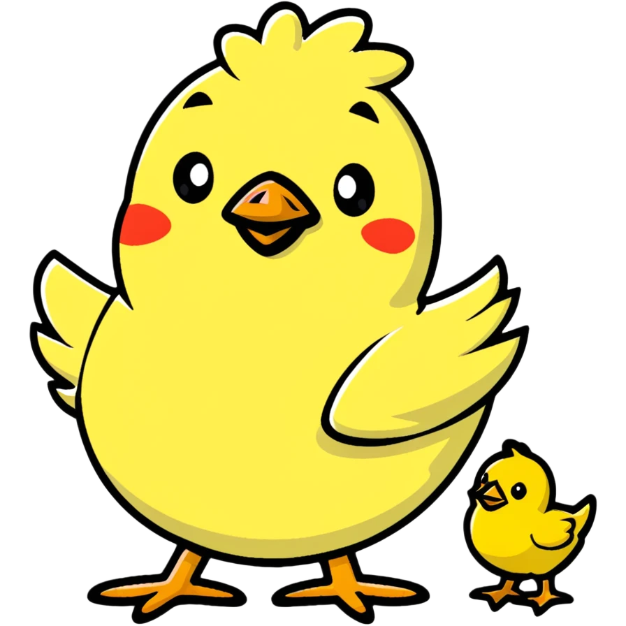 chicken with baby chicks emoji