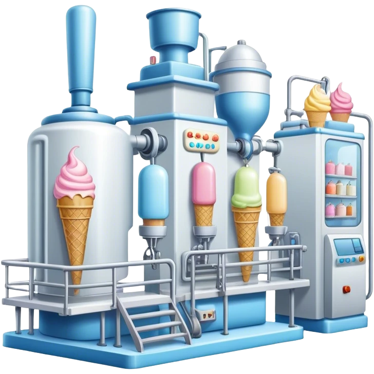 Ice cream factory with machines and production lines emoji