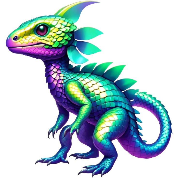 Tropical futuristic lush cool edgy neon Fionbri-Vernid-Elgyem-creature (full body) emoji