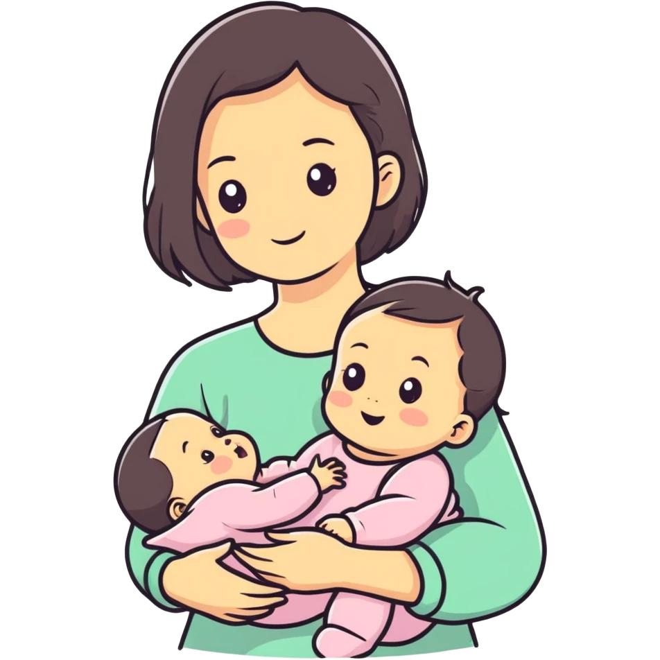 A baby girl with her mom black emoji