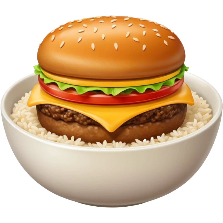 I want a hamburger patty on a bowl of rice emoji