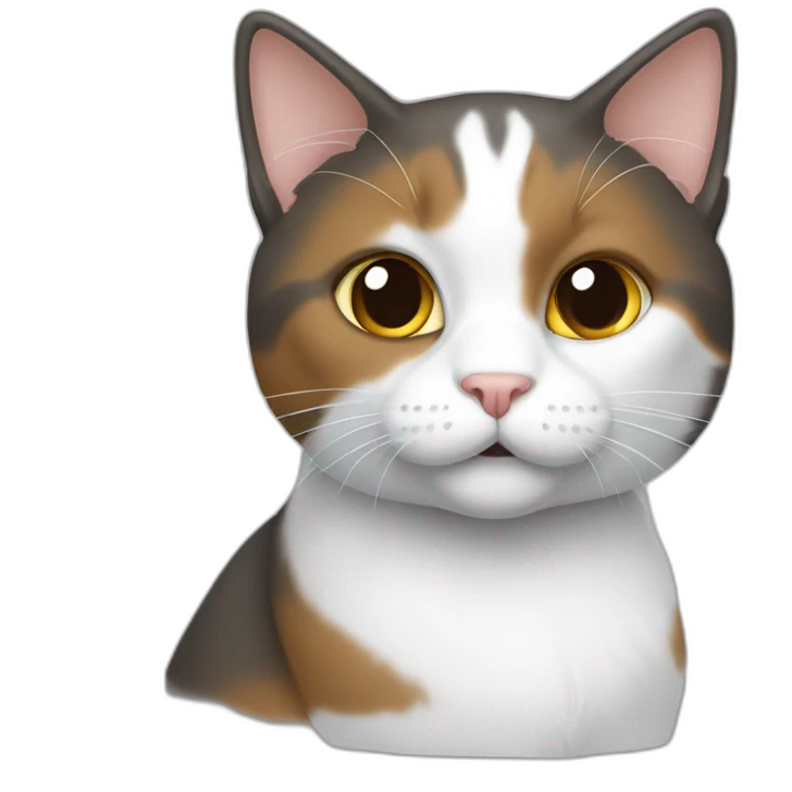 cat tricolor white gray a little brown emoji