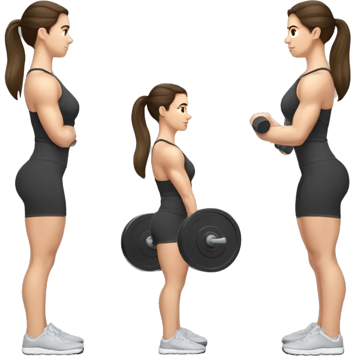 brunette white girl doing barbell back squats  emoji