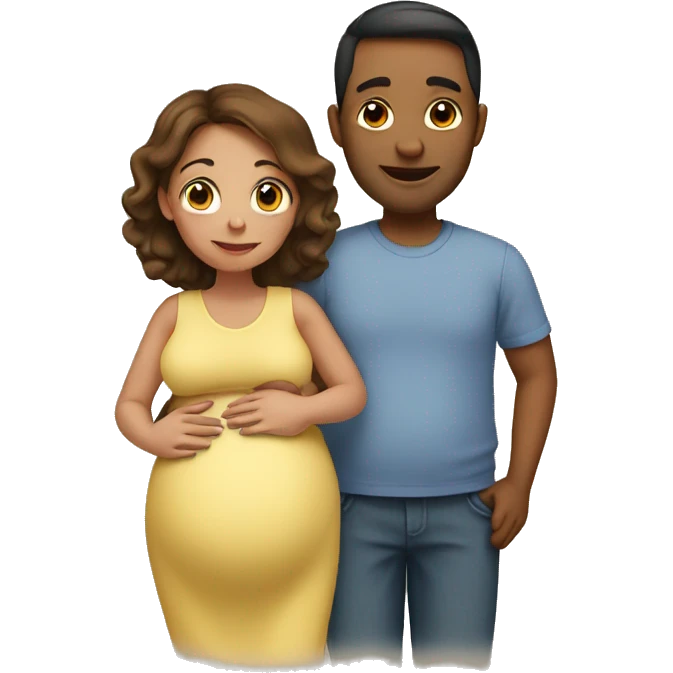 A pregnant woman with her husband  emoji