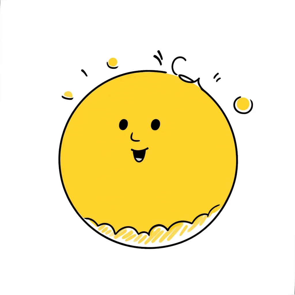 yellow round hand-drawn doodle emoji