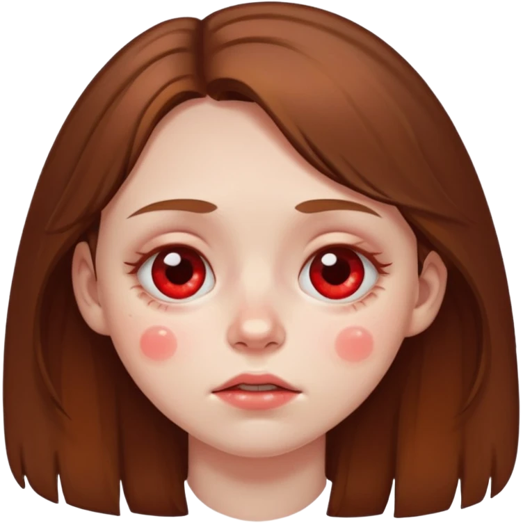 brown haired girl puffy swollen red circles around her eyes emoji