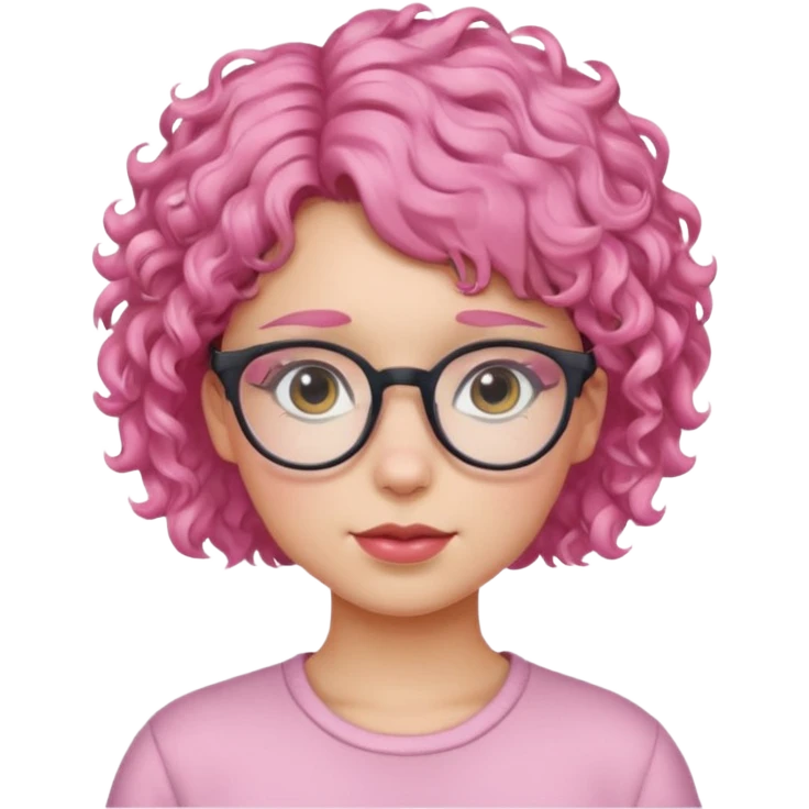 girl with glasses and curly pink short hair emoji