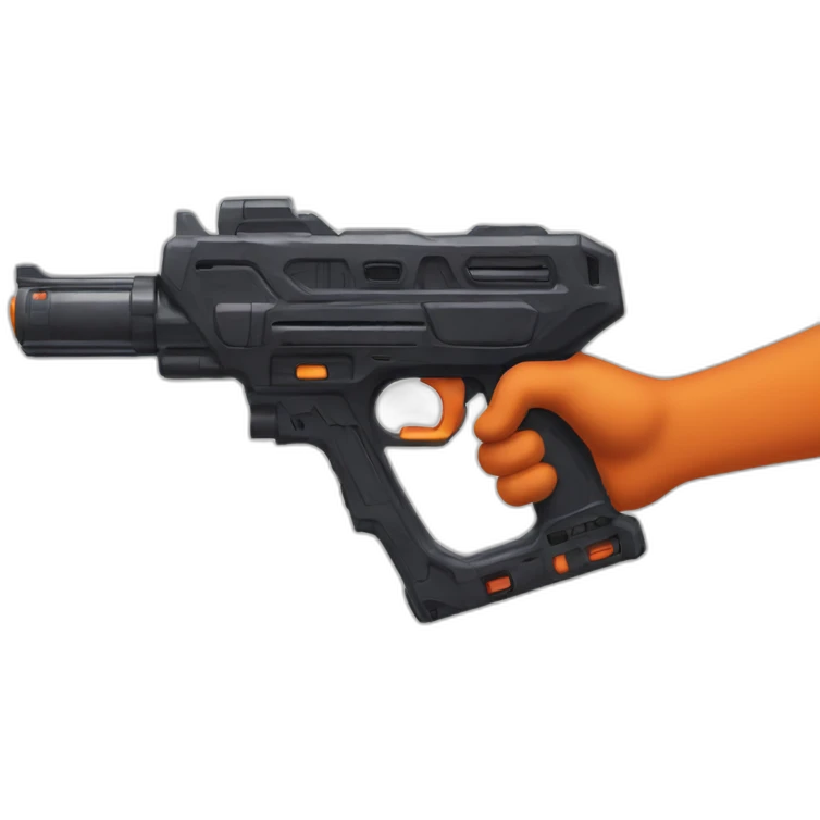 manicured hand holding large scary dark nerf gun emoji
