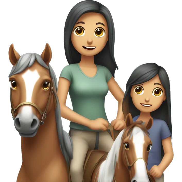 Mare con dos hijas Y arriba de ellas un corazón  emoji