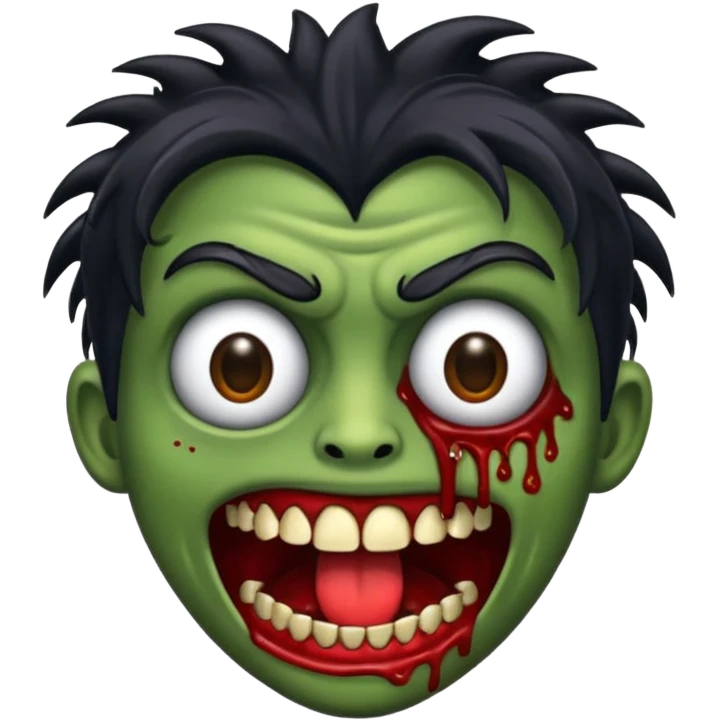 crie um emoji de zumbi de cabelo preto bagunçado emoji