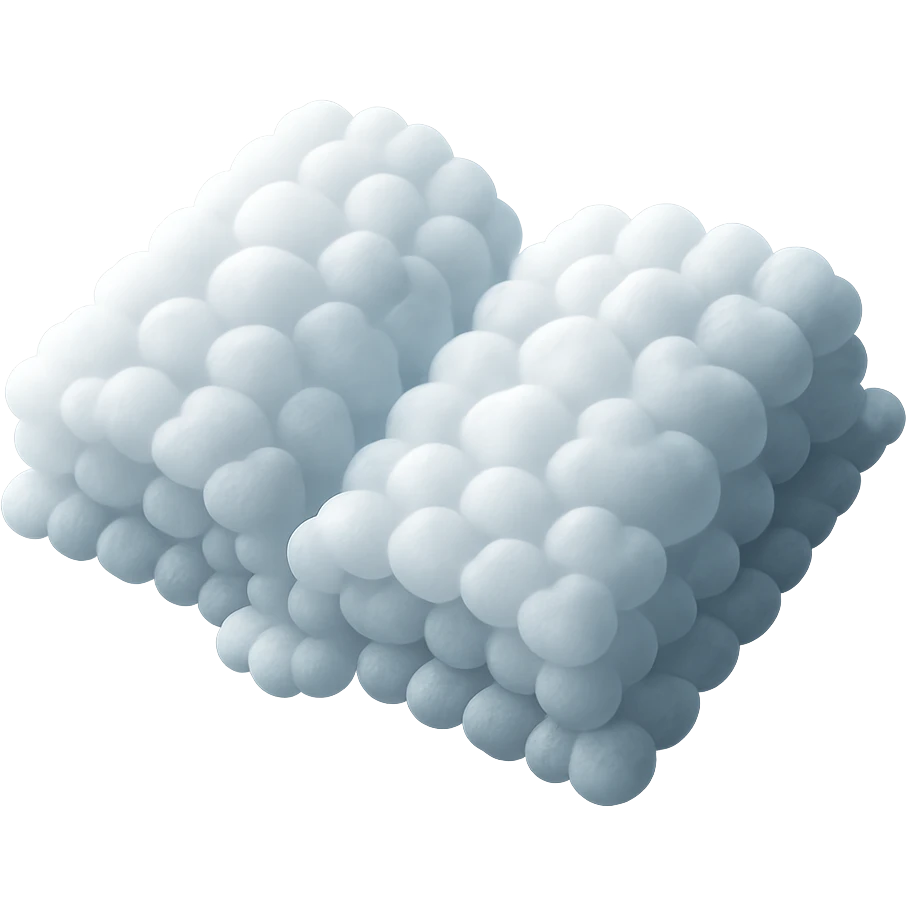 top view of a thick open book made entirely of small, very bright white fluffy convex clouds, matte glass style, no background emoji