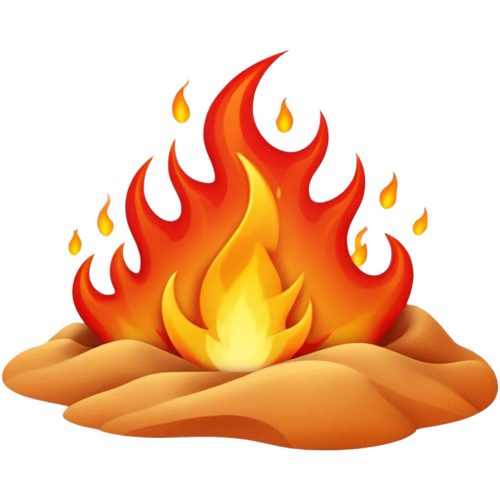 hot desert sand with flames and heat waves rising from it emoji