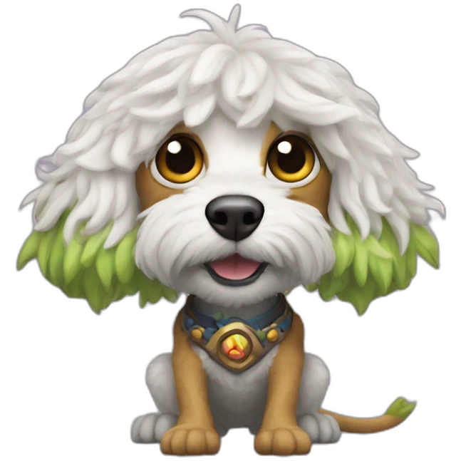 White cavapoo as Murloc from World of Warcraft  emoji