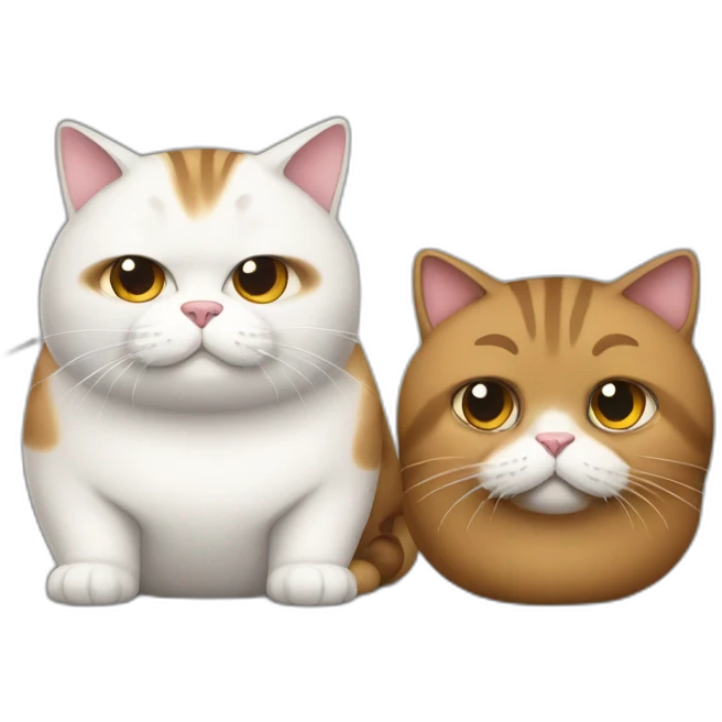 Two fat cats, one brown and one white emoji