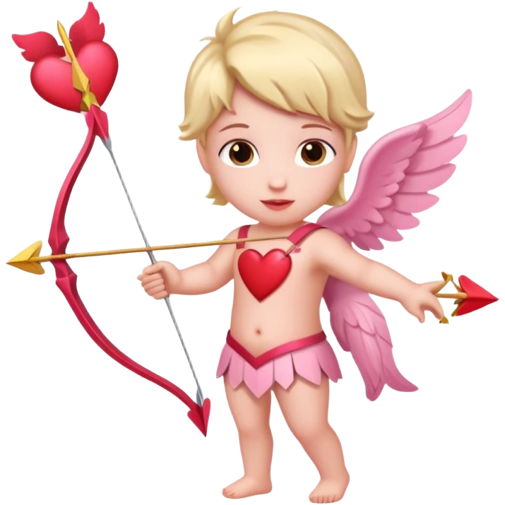 cupid with arrow and hearts, light pink emoji