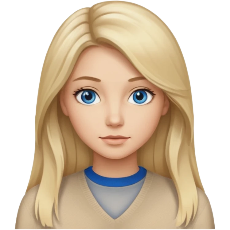 Blonde  balayage long hair Like Rapunzel Trend
women blue eyes  beige sweater emoji