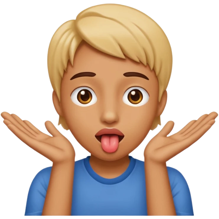Tounge out with hands on side of face emoji