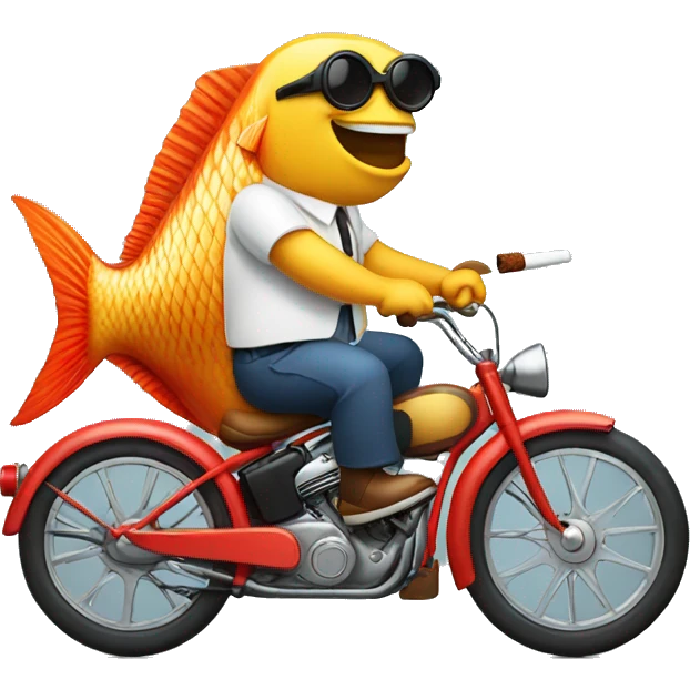 Fish riding a bike while smoking a cigar  emoji