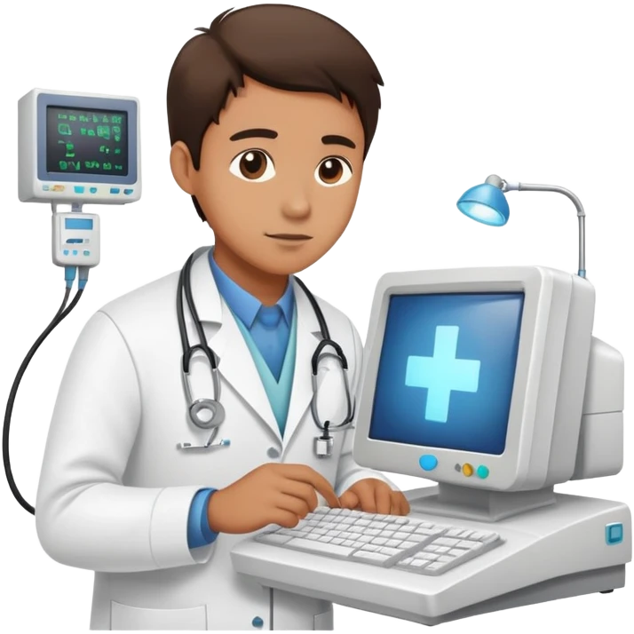 IT technician repairing a computer in hospital emoji