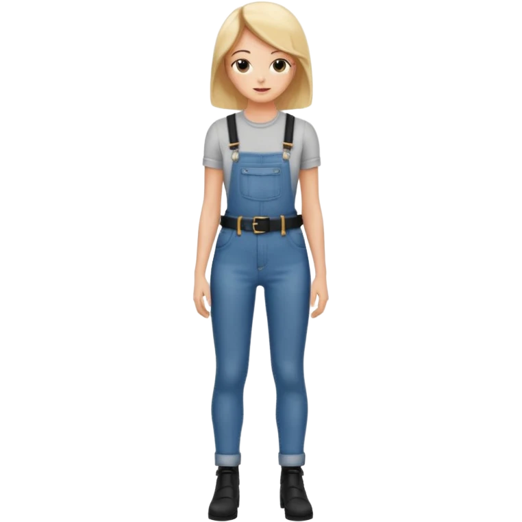 High waisted skinny jeans overalls very tight with big black leather belt emoji