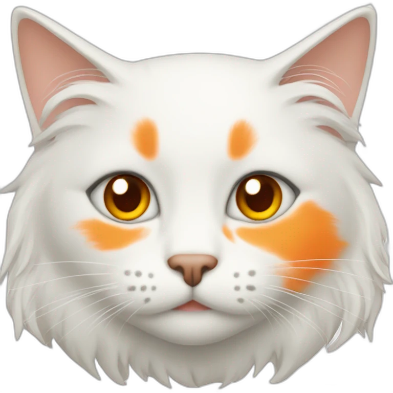 white long hair cat with orange spot on face and orange tail emoji