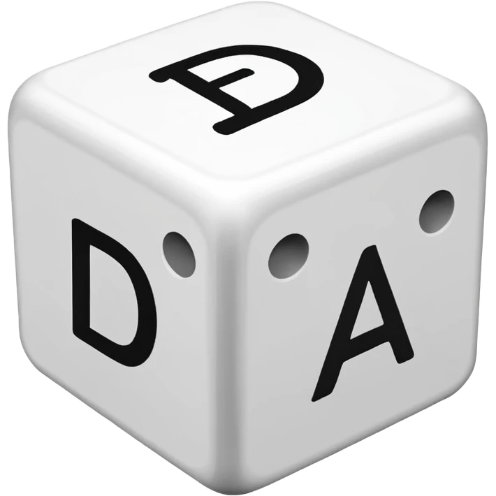create a dice with der die das written on each visible side emoji