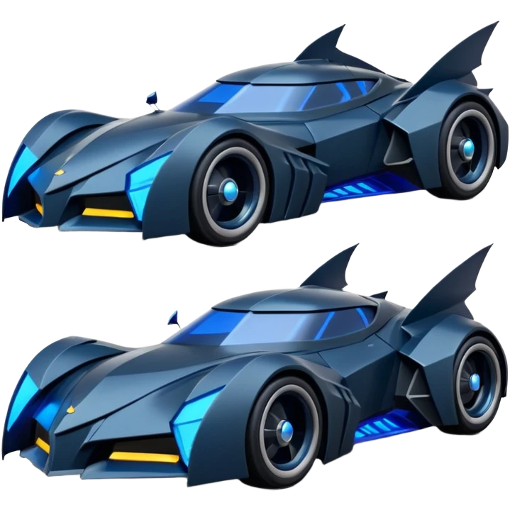  the animated series aerodynamic alien opulent dark knight futuristic concept Batmobile loosely based on 1936 cord 812(flat long straight faceted mechanical body) winged stealthy blue headlight covers street hot rod  emoji