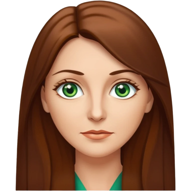 Pretty middle age woman with green eyes and long straight brown hair  emoji