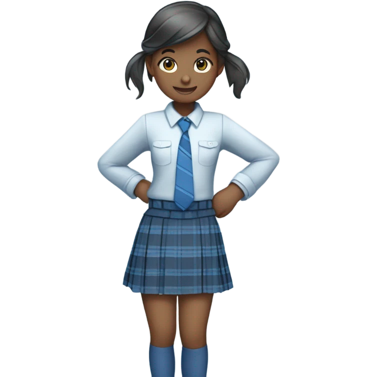 Blue plaid school uniform with skirt emoji