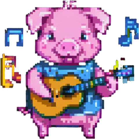 A pig playing music emoji