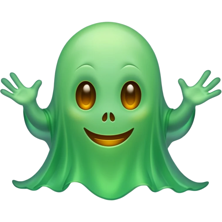 Green ghost floating playfully emoji