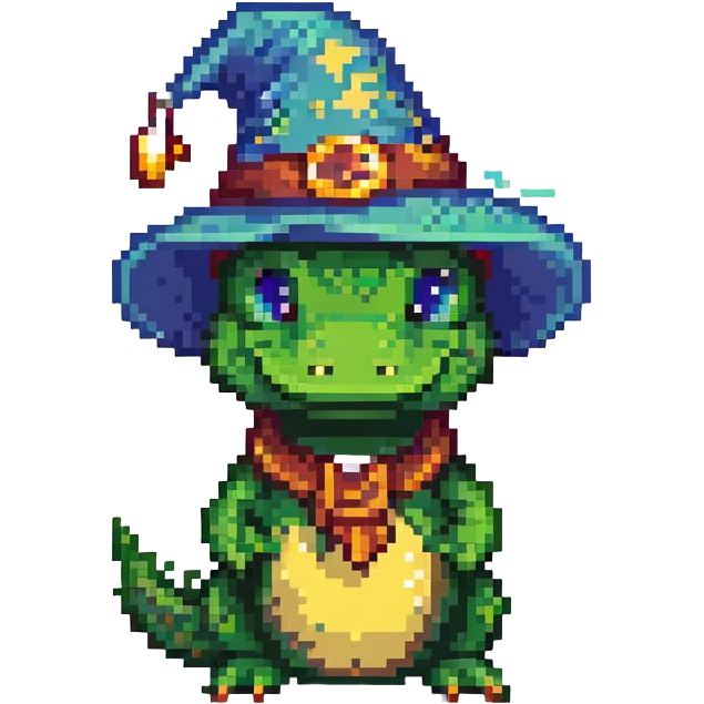 simple alligator wizard, emoji style emoji