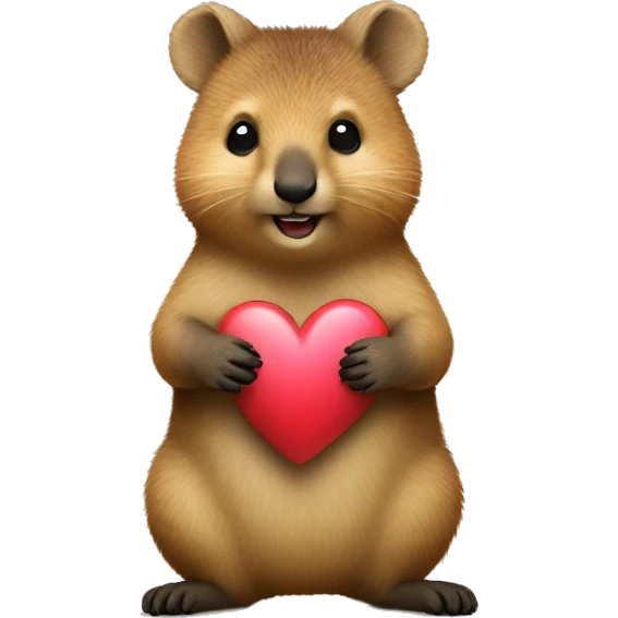 Quokka with heart in hand emoji